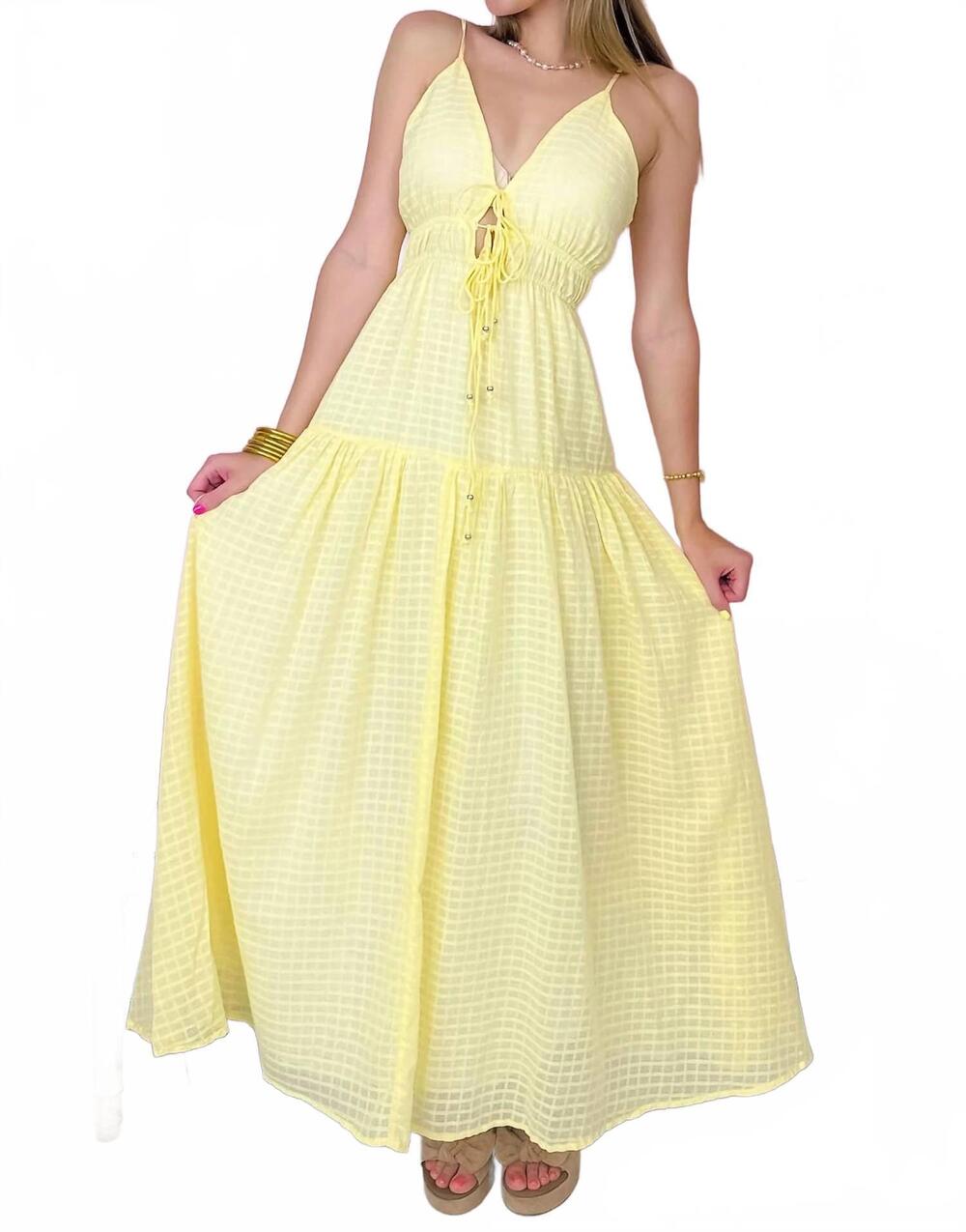 NEW ELAN women's the sunny side maxi dress in yellow